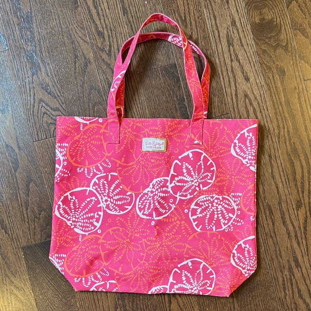 Lilly Pulitzer for Estée Lauder Pink and Orange Floral Tote